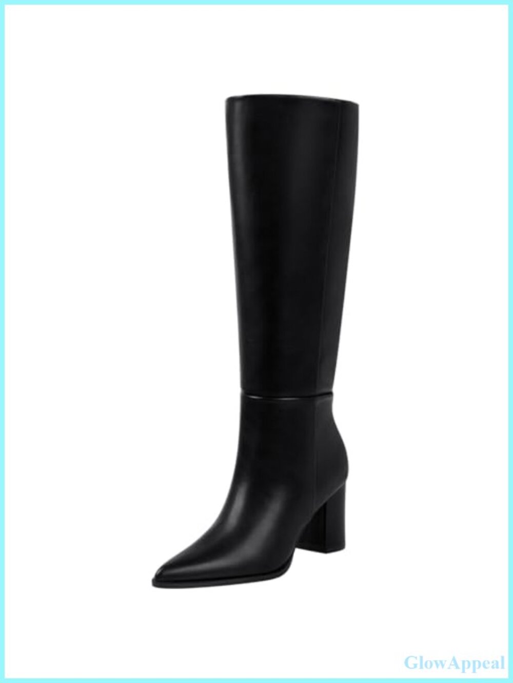 Women's Pointed Toe Knee High Boots Chunky Block Heel Side Zip